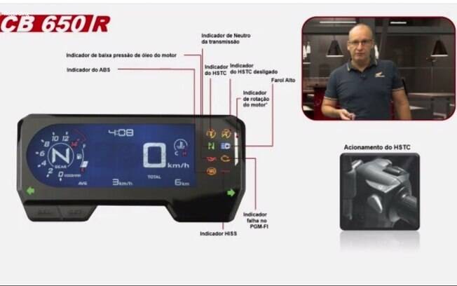 Detalhe explicativo do painel de instrumentos das Honda 650
