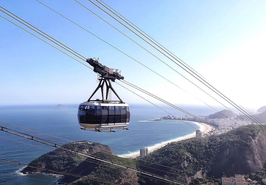 Bondinho que leva ao Pão de Açúcar, na Urca, zona sul do Rio