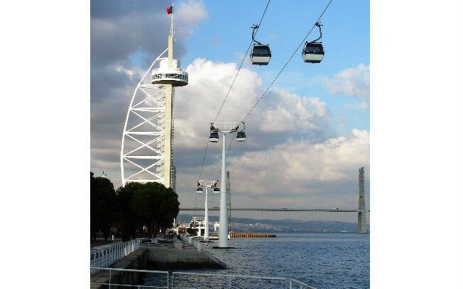 Detalhe do teleférico do Parque das Nações, construído para a EXPO 98. Foto: Rodrigo Dienstmann