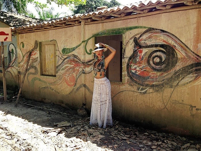 Beyoncé em Trancoso, distrito de Porto Seguro, na Bahia, em sua passagem pelo Brasil em 2013. Foto: Reprodução