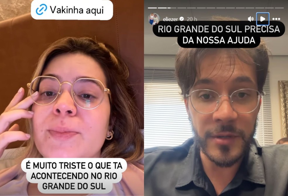 Viih Tube e Eliezer pedem por doações para o Rio Grande do Sul — Foto: Reprodução/Instagram