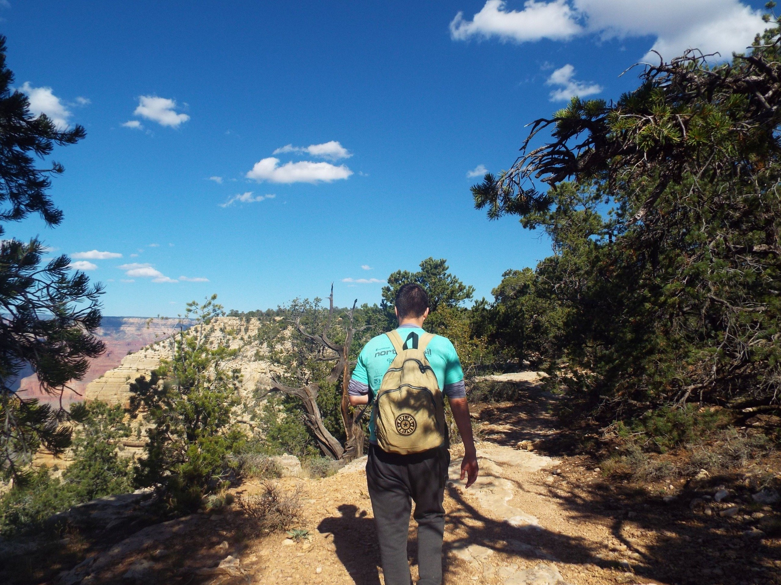 Rodrigo caminhando na Rim Trail