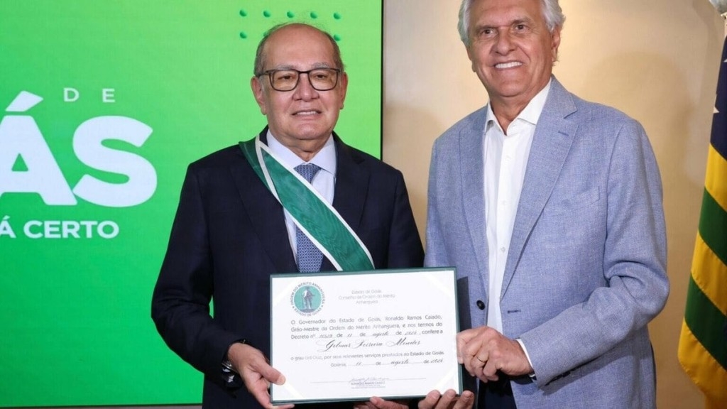 Caio Barbieri Gilmar Mendes recebe comenda da Ordem do Mérito Anhanguera em Goiás