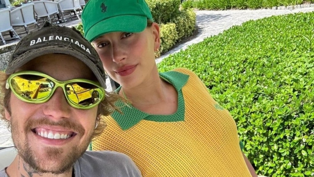 ESTADÃO CONTEÚDO Usando cores do Brasil, Hailey Bieber exibe barriga de gravidez ao lado de Justin