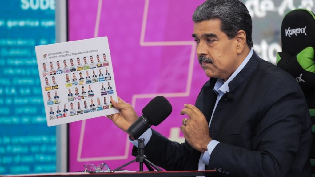 Zurimar Campos/Venezuelan Presidency/AFP Nicolás Maduro também criticou o sistema eleitoral brasileiro