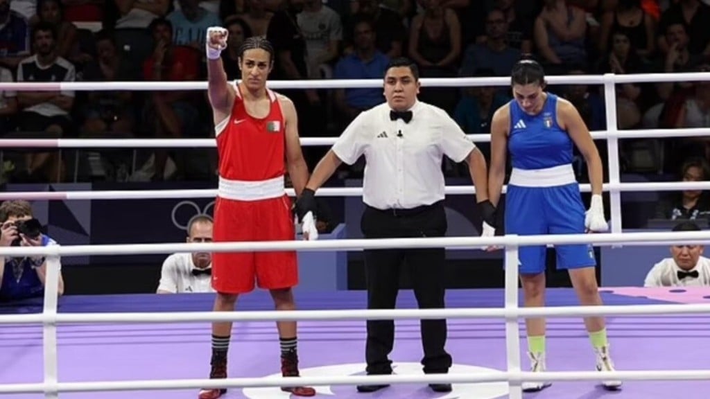 ESTADÃO CONTEÚDO Imane Khelif, mulher intersexo, vence luta na estreia em Paris-24