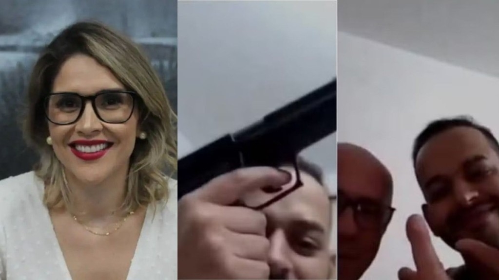 Montagem iG/Reprodução Josie Dartora e homens que a ameaçaram em vídeo