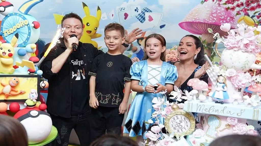 Thais Fersoza e Michel Teló celebram aniversário dos filhos em festa dupla: ‘