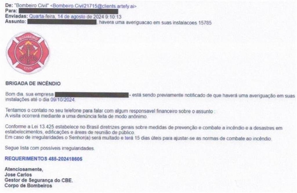 Golpe contra empresas em Marília usa ameaça de fiscalização de bombeiros; veja alerta