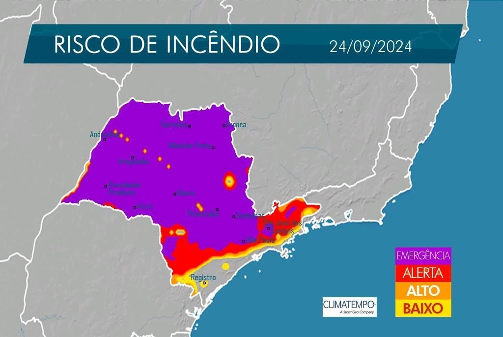 Defesa Civil aponta umidade do ar baixo de 20% e riscos de incêndio