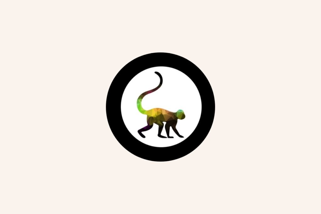 Ilustração do signo do Macaco colorido em um fundo branco, preto e bege